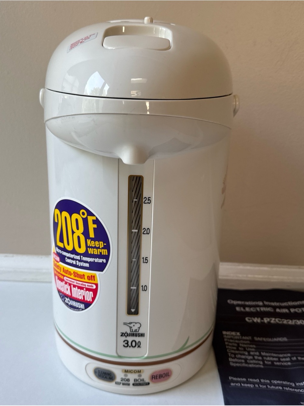 NEW Zojirushi CW-PZC30 Micom 3.0 -liter Water Boiler And Warmer, Floral - Picture 3 of 8